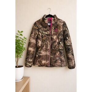 Realtree Women's Camo Puffer Jacket Sz M Hunting Cabincore Cozycore Rustic Warm